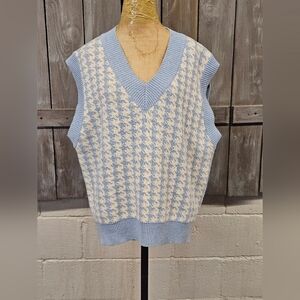 Women "SHEIN" powder blue/ivory sleeveless pullover vest Size 3XL Plus Size